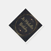 ブラック&フェイク金ゴールド誕生日 スタンダードカクテルナプキン (角)