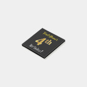 ブラック、フェイク金ゴールド4歳の誕生日、名前をカスタムする付き ポストイット (アングル)