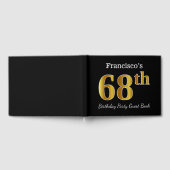 ブラック、フェイク金ゴールド68th誕生日パーティー+名前をカスタムする ゲストブック