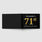 ブラック、フェイク金ゴールド71stバースデーパーティー+名前をカスタムする ゲストブック (全面)