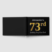ブラック、フェイク金ゴールド73rd誕生日パーティー+名前をカスタムする ゲストブック (全面)