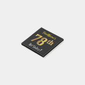 ブラック、フェイク金ゴールド78番目の誕生日、名前をカスタムする付き ポストイット (アングル)