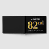 ブラック、フェイク金ゴールド82nd誕生日パーティー+名前をカスタムする ゲストブック (全面)