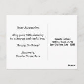 ブラック、フェイク金ゴールド86番目の誕生日+名前をカスタムする ポストカード (裏面)