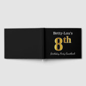 ブラック、フェイク金ゴールド8thバースデーパーティー+名前をカスタムする ゲストブック (全面)