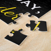 ブラック、フェイク金ゴールド91番目の誕生日+名前をカスタムする ジグソーパズル (側面)