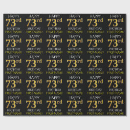 ブラック、フェイク金ゴールド「HAPPY 73rd誕生日」 ラッピングペーパー