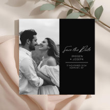 ブラック | フォトシックフラット結婚式事前告知カード