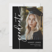 ブラック・フォト・コラージュ大学院卒業パーティー 招待状 (正面)