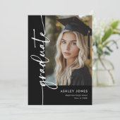 ブラック・フォト・コラージュ大学院卒業パーティー 招待状 (スタンド正面)