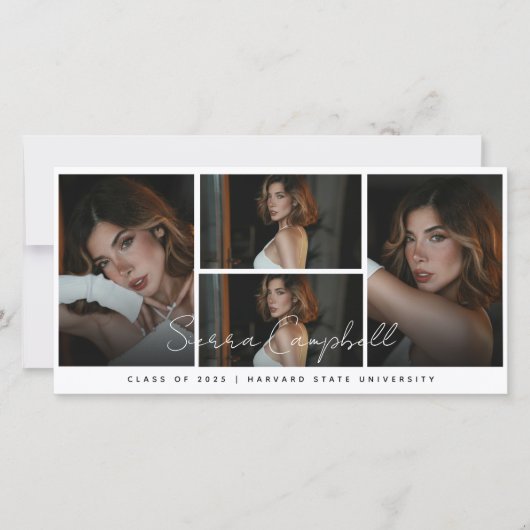 ブラック・フォト・コラージュ・ミニ卒業発表 案内状 (正面)