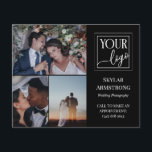 ブラック フォト コラージュ ロゴ プロフェッショナル フォトグラファー チラシ<br><div class="desc">プロの写真家のための両面フライヤー。ロゴとともに 3 つの写真を掲載できます。表紙に名前と専門分野または肩書きまたはサービスを追加します。裏面には、偽の金のスパッタ、別のロゴ、黒の連絡先情報があります。</div>