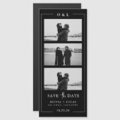 ブラック フォト ストリップ モノグラム ボーダー マグネット ウェディング (正面/裏面)