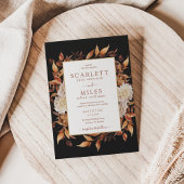 ブラック フォール テラコッタ ウォーターカラー フラワーズ ウェディング 招待状