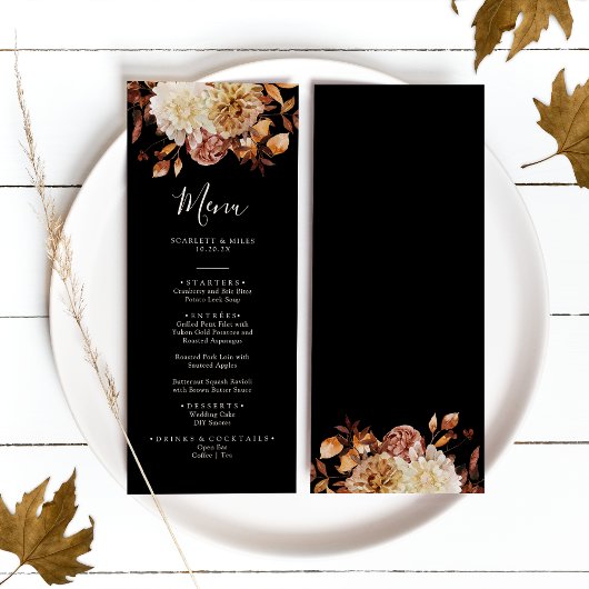ブラック・フォール・テラコッタ 水彩ウェディング メニュー