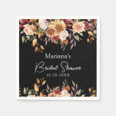 ブラック・フォール・フラワーブライダルシャワー スタンダードカクテルナプキン (正面)