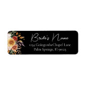 ブラック フォール フローラル ブライダル 返信先住所 ラベル (正面)