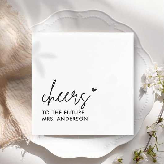 ブラック・フューチャー・ミセスモダンブライダルシャワー スタンダードカクテルナプキン