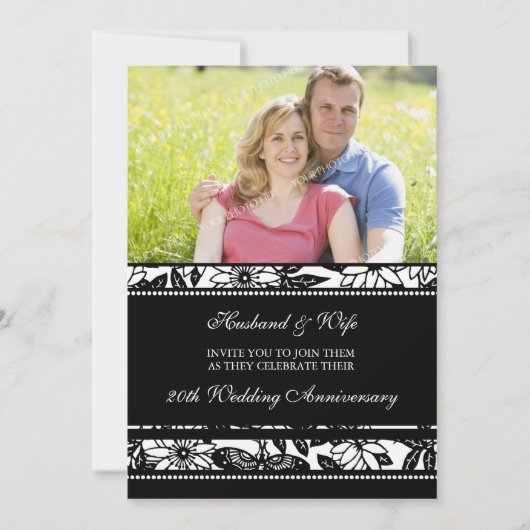 ブラック フラワーフォト 20周年 招待状 (正面)