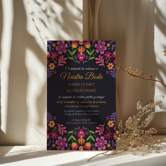 ブラック フラワー フィエスタ Nuestra Boda スペイン 結婚式 招待状