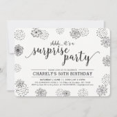 ブラック |フローラモダンサプライズ50thバースデーパーティー 招待状 (正面)