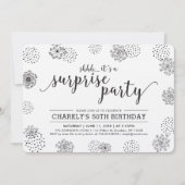 ブラック |フローラモダンサプライズ50thバースデーパーティー 招待状 (正面)