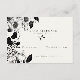 ブラック フローラル ウェディング RSVP カード