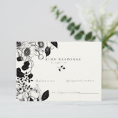 ブラック フローラル ウェディング RSVP カード (スタンド正面)