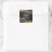 ブラック フローラル グラム ゴールド グリッター スウィート シックスティーン スクエアシール (バッグ)