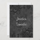 ブラック フローラル チョークボード 5" x 7" ウェディング 招待状 (裏面)