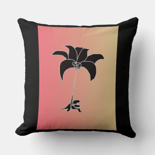 ブラック フローラル パステル グラデーション クッション (正面)