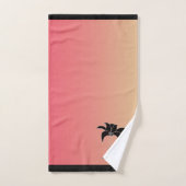 ブラック フローラル パステル ピンク イエロー グラデーション バスタオルセット (ハンドタオル)