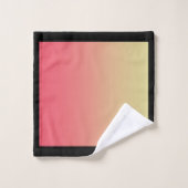 ブラック フローラル パステル ピンク イエロー グラデーション バスタオルセット (ウォッシュタオル)