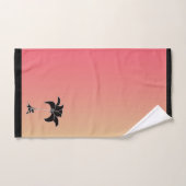 ブラック フローラル パステル ピンク イエロー グラデーション バスタオルセット (ハンドタオル)
