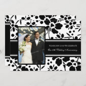 ブラック フローラル フォト 10周年 招待状 (正面/裏面)