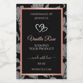 ブラック フローラル プロダクト パッケージ ラベル ローズゴールド