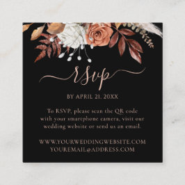ブラック フローラル 秋の結婚式 ウェブサイト QRコード RSVP エンクロージャーカード