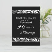 ブラック フローラル 20周年 パーティー 招待状 (スタンド正面)