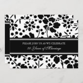 ブラック フローラル 20周年 パーティー 招待状 (正面/裏面)