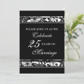 ブラック フローラル 25周年パーティー 招待状 (スタンド正面)