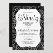 ブラック・フローラ・ウーマン90thバースデーパーティー 招待状 (正面/裏面)