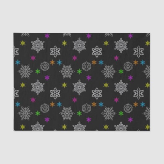 ブラック&ブライトスノーフレークティッシュペーパー 薄葉紙 (正面)