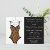 ブラック&ブラウンコルセットランジェリーブライダルシャワー招待状 招待状 (スタンド正面)