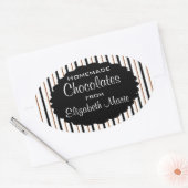 ブラック&ブラウンストライプズ – 自家製 楕円形シール (封筒)