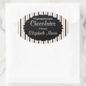 ブラック&ブラウンストライプズ – 自家製 楕円形シール (バッグ)