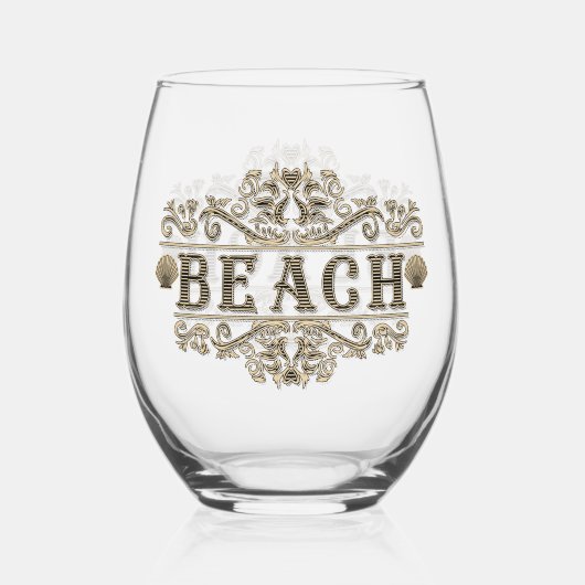 ブラック&ブラウンヴィンテージビーチ ステムなしワイングラス (正面)