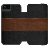 ブラック&ブラウンヴィンテージレザーテクスチャ INCIPIO iPhoneウォレットケース (フォリオオープン)