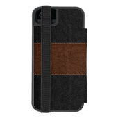 ブラック&ブラウンヴィンテージレザーテクスチャ INCIPIO iPhoneウォレットケース (フォリオ裏面)