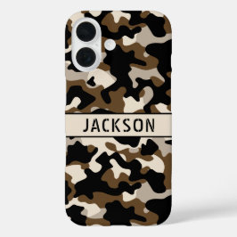 ブラック ブラウン カモフラージュ オリジナル iPhone 16ケース