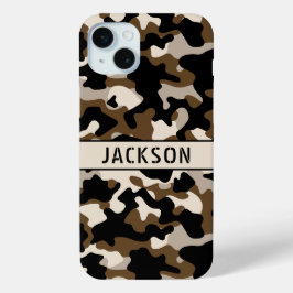 ブラック+ブラウン カモフラージュ  オリジナル iPhone 15 MINIケース